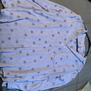 Navy Floral Blouse with Super Cute Tie Sleeves